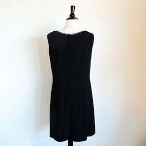 1990s evening dress,Short Black Dress with Rhinestone Trim - Fashionconservatory.com