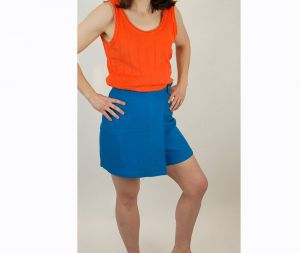 1960s skort, 1960s mini skirt, turquoise skirt, tweed shorts, 60s sportswear, Size S