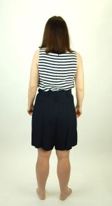 1980s romper, one piece, onesie, blue white, striped, nautical, shorts, Size 12 - Fashionconservatory.com