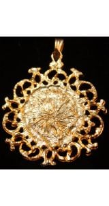 FINAL SALE Antique Style Rose Motif Pendant with Lyrical Detail for Necklace - Spring Goldtone Metal - Fashionconservatory.com