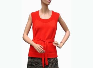 Vintage 1960s Red Sleeveless Sweater Vest  -  M