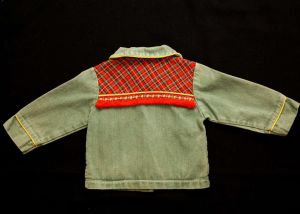 Baby Girls Jacket - Adorable Toddler's Scotty Dog Red Tartan Plaid Denim Jean Jacket - Size 12 to 18 - Fashionconservatory.com