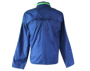 Men's Large Cheetah Windbreaker - Lightweight Blue Track Jacket with Hood - Late 70s 80s Athletic - Fashionconservatory.com