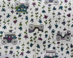 Old Cars 50s Purple Novelty Print Fabric - Over 1.5 Yards x 36 1/2 Inches Wide - Antique Automobiles - Fashionconservatory.com