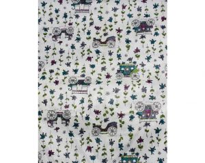 Old Cars 50s Purple Novelty Print Fabric - Over 1.5 Yards x 36 1/2 Inches Wide - Antique Automobiles