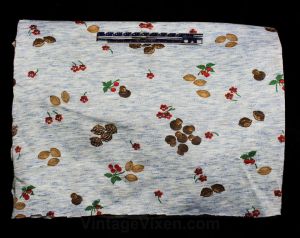Novelty Print Fabric - Almost 1 Yard x 48 Inches Wide - 1970s Cherries Nuts & Mushrooms  - Fashionconservatory.com