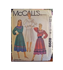 Vintage Pattern 80s Dress Designer Carole Little Uncut Size Large McCall's 8299 - Fashionconservatory.com