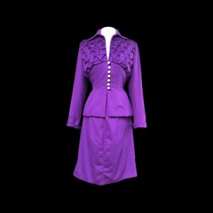 40’s LIlli Ann Documented Vintage Purple Suit Mint Rhinestone Purple Fit and Flared Two Piece Set Ca - Fashionconservatory.com