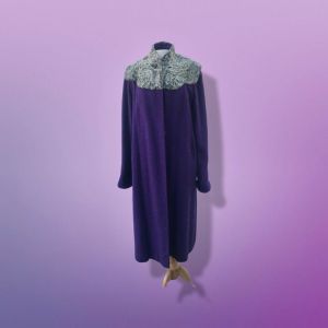 40’s 50’s Purple Long Boucle Coat with Curly Lamb Fur Regular price - Fashionconservatory.com