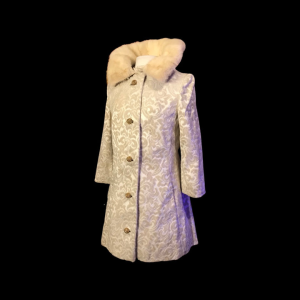 60’s LIlli Ann Tapestry Brocade Coat with Mink Collar Wedding Holiday Regular price - Fashionconservatory.com