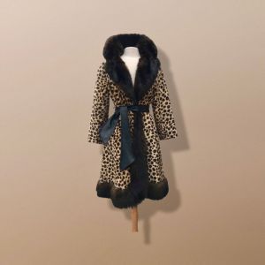 60’s Leopard “Cheetah” Coat Fur Trim Princess Pinup Style - Fashionconservatory.com