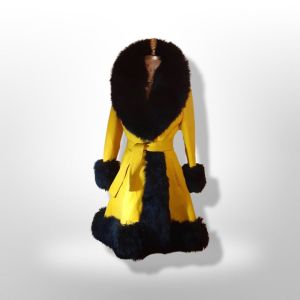 Vintage Coat- Lilli Ann Canary Bodak Yellow Wool Sheepskin Shearling Coat Penny Lane Afghan S/M Prin - Fashionconservatory.com