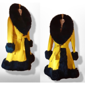 Vintage Coat- Lilli Ann Canary Bodak Yellow Wool Sheepskin Shearling Coat Penny Lane Afghan S/M Prin