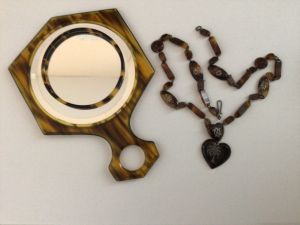 Tortoise Shell Vintage Mirror, Necklace and Bangle