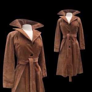 70’s Suede Coat Trench Spy Fit and Flare Camel Color Regular price Boho Studio 54 Burning Man Penny 
