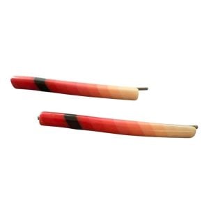 1970s Vintage Metal Back Hair Clips Bobby Pins in Red & Orange, Deadstock, 2.5” - Fashionconservatory.com