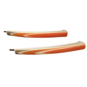 1970’s Vintage Orange Thick Plastic Bobby Pins, Retro Design