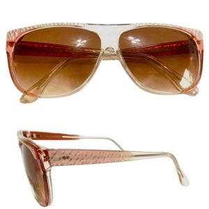 1980’s Vintage Angular Pink and Clear Sunglasses, Oversized Sunnies, Deadstock