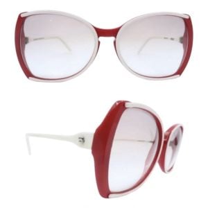 ColorBlock Vintage Silhouette Sunglasses, Red & White, Made in Austria 