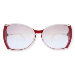 ColorBlock Vintage Silhouette Sunglasses, Red & White, Made in Austria  - Fashionconservatory.com