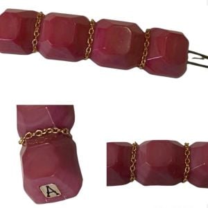 Single Alexandre de Paris 1980’s French Barrette in a deep purple   and Gold, Handmade in France