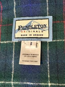 Vtg. Pendleton Originals Ltd. Edition Navy & Green Plaid Wool 49'er Jacket - S - Fashionconservatory.com