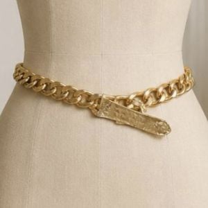 1990’s Vintage Gold Thick Link Chain Belt, Statement Belt, Heavy Gold Metal