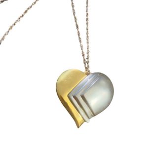 Gold & Silver Tone Perfume Heart Pendant on a Vintage 925 Sterling Italian Chain, 20” - Fashionconservatory.com