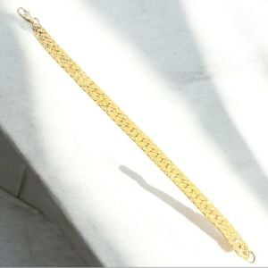 1980’s Bright Gold Chain Braided Chain Bracelet, 7.5” Long, Vintage Jeweley - Fashionconservatory.com