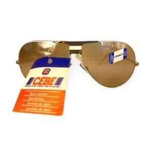 1980’s Aviator Sunglasses by Cébé,  Mod 0298, White & Gold Metal Frame,   Made in France, Unisex, NW