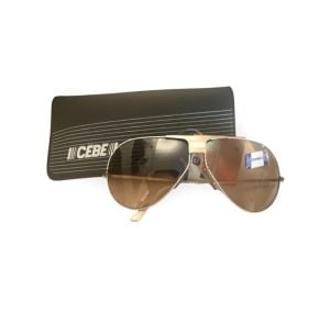 1980’s Aviator Sunglasses by Cébé,  Mod 0298, White & Gold Metal Frame,   Made in France, Unisex, NW - Fashionconservatory.com