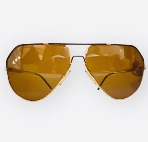 1980’s Vintage Aviator Sunglasses by Cébé,  Gold Metal Frame, Made in France, Deadstock NOS with ori - Fashionconservatory.com