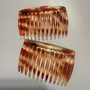 1930’s Vintage French Tortoiseshell Hair Comb Pair, Deadstock Boho Hair Combs 