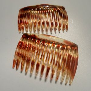 1930’s Vintage French Tortoiseshell Hair Comb Pair, Deadstock Boho Hair Combs  - Fashionconservatory.com