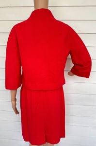 60s Red Wool Suit Skirt Set Midcentury XS  - Fashionconservatory.com