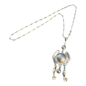 Vintage Y2K Bohemian Boho Silver Statement Pendant Necklace, Hangs 16.5” Long - Fashionconservatory.com