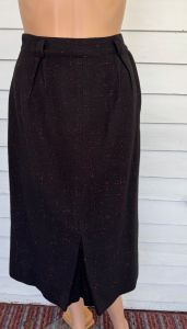 Midcentury Black Skirt Red Flecked XS