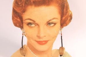 1960s Suede Leather and Wood Beaded Dangling Screw Back Earrings - Fashionconservatory.com