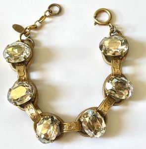 Catherine Popesco Crystal Bracelet, Le Vie Parisienne, Book Chain Links,  Faceted Clear Crystals
