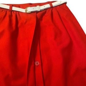 1970’s Union Made Red A Line Skirt w/ Slim White Belt, XS, 24” 25” - Fashionconservatory.com