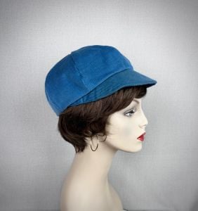 Vintage 60s MOD Blue Corduroy Cap, Hat