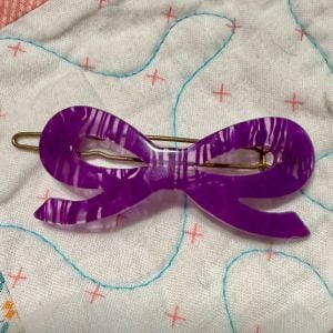 Vintage Purple French Bow Barrette Hair Clip, Made in Paris, Deadstock, 2” Long  - Fashionconservatory.com
