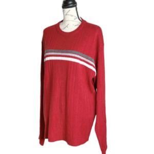90s Mens Red Striped Sweater New Old Stock - Fashionconservatory.com