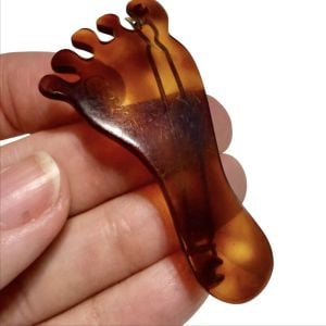 Vintage French Tortoiseshell Foot-Shaped Hair Clip, Deadstock, Handmade Paris - Fashionconservatory.com