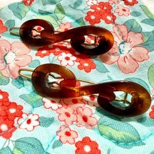 Vintage Tortoiseshell French Infinity Hair Clips, One Pair, Deadstock, 2” Long  - Fashionconservatory.com