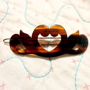 1950’s Vintage Tortoiseshell French Heart Hair Barrette, French Barrette, 2.6”