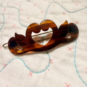 1950’s Vintage Tortoiseshell French Heart Hair Barrette, French Barrette, 2.6”  - Fashionconservatory.com