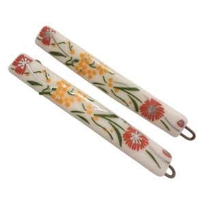 1970’s French Floral Hair Clips Barrettes in White , 2.5” , Deadstock, Unworn