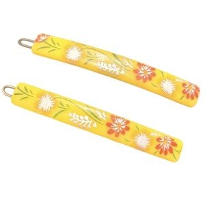 1970’s French Floral Hair Clips Barrettes in Yellow , 2.5” , Deadstock, Unworn