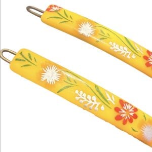 1970’s French Floral Hair Clips Barrettes in Yellow , 2.5” , Deadstock, Unworn - Fashionconservatory.com